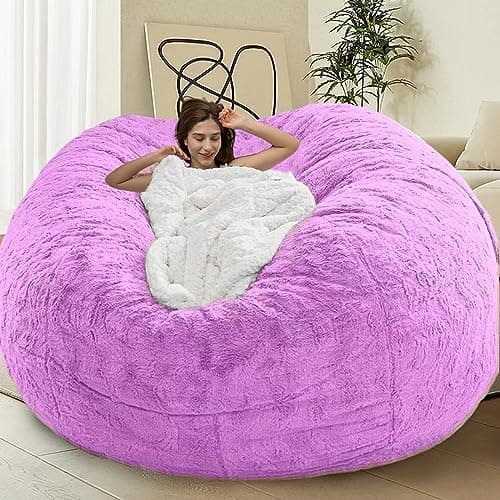 Giant Grey Bean Bag Chair for Adults & Kids, Filling-Free & Comfy