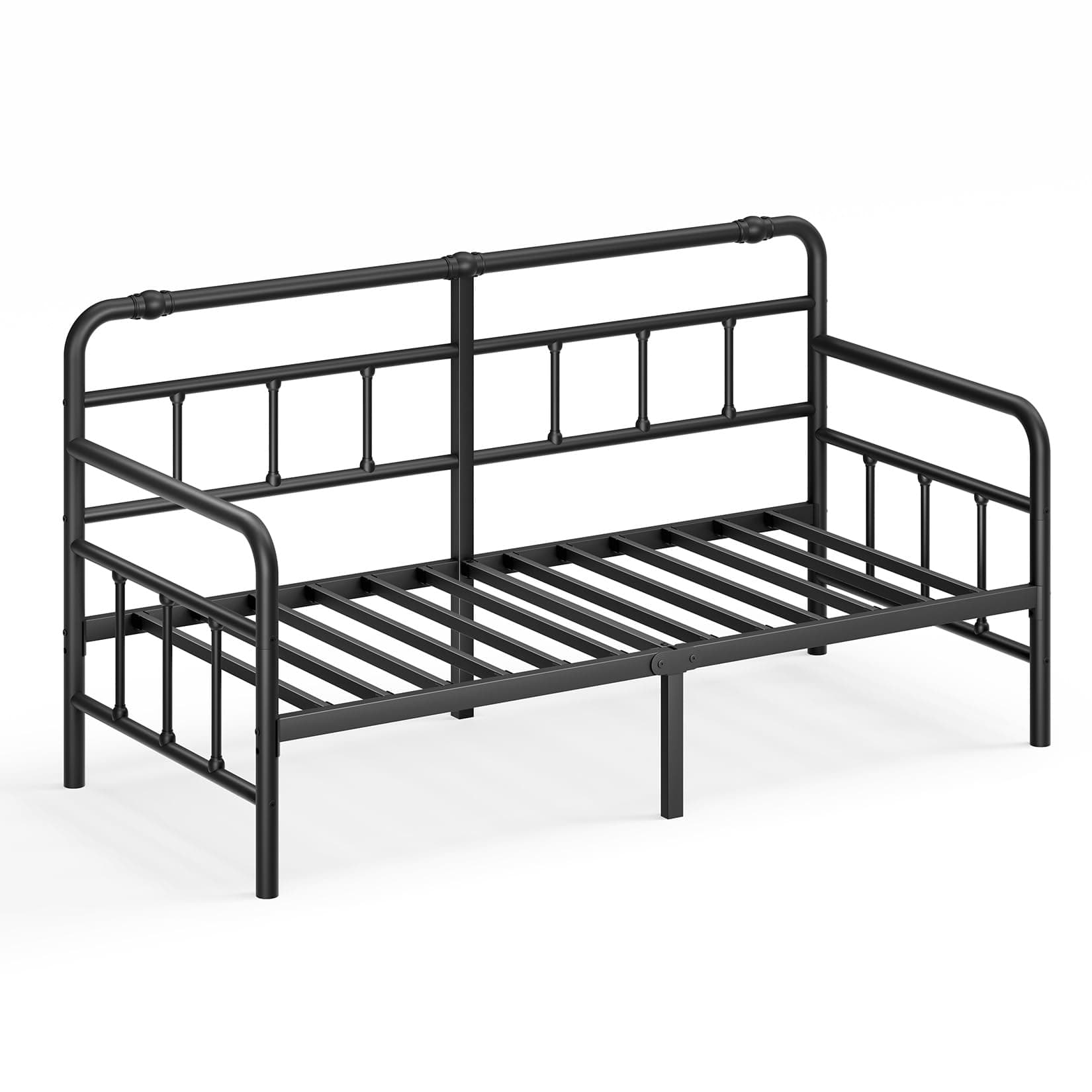 Metal Twin Bed Frame with Headboard - Heavy Duty Steel Slats, No Box Spring, Easy Assembly, Modern Design