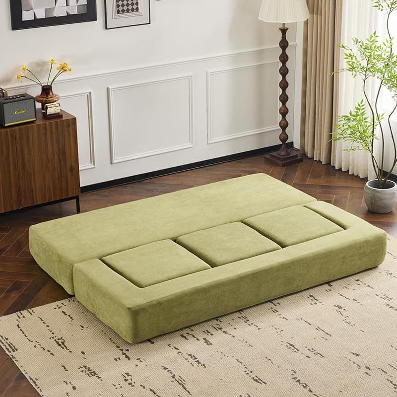Boneless Convertible SofaBed with Ottomans - Green