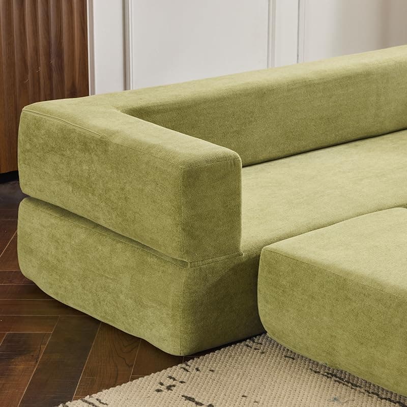 Boneless Convertible SofaBed with Ottomans - Green