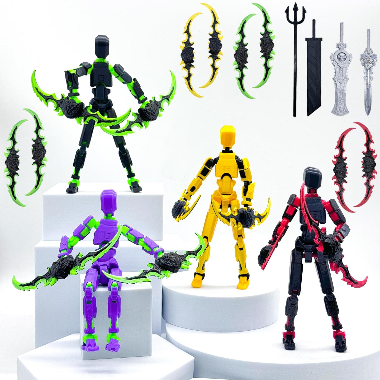 4 Packs T13 Action Figure Set, 3D Printed Robot Doll for Kids & Adults