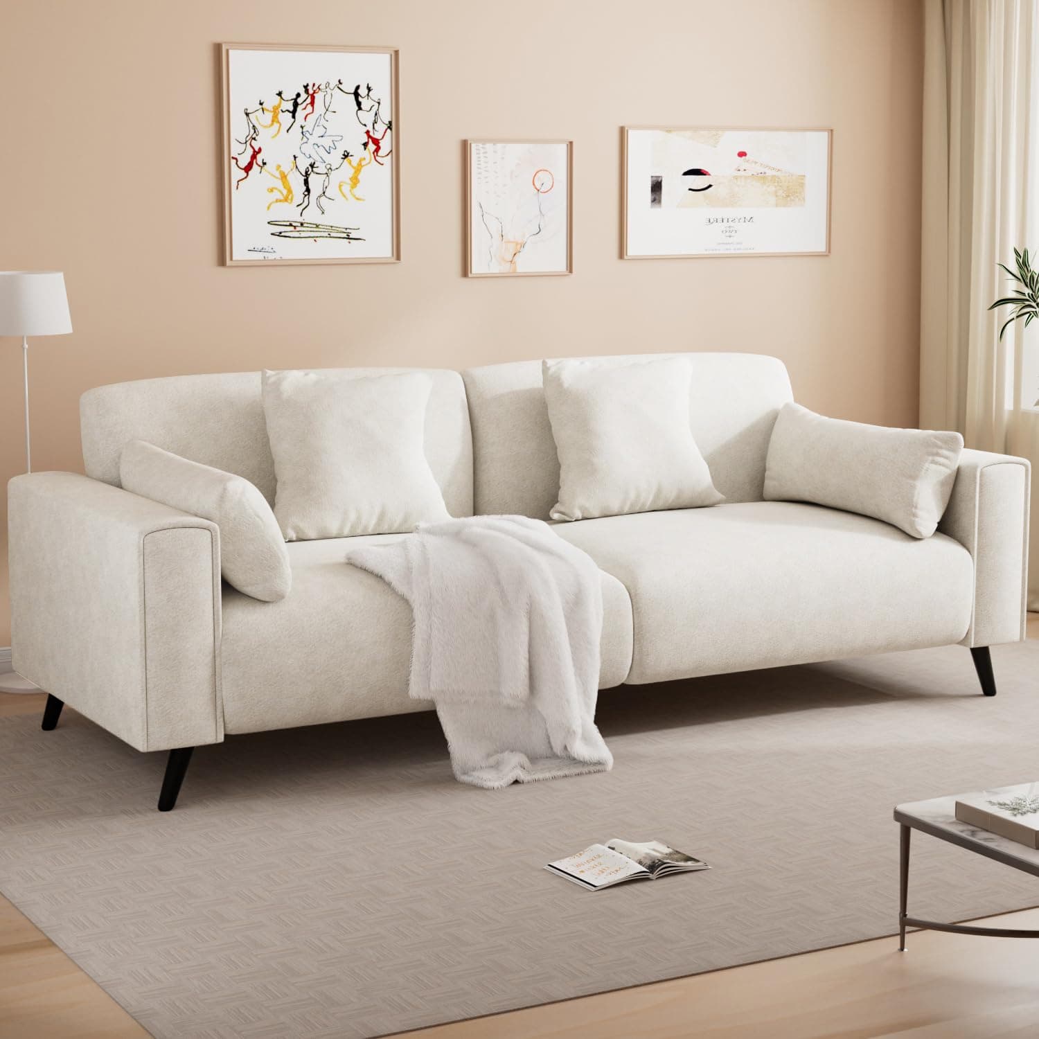 Modern Comfy 82 Sofa for Small Living Rooms, White