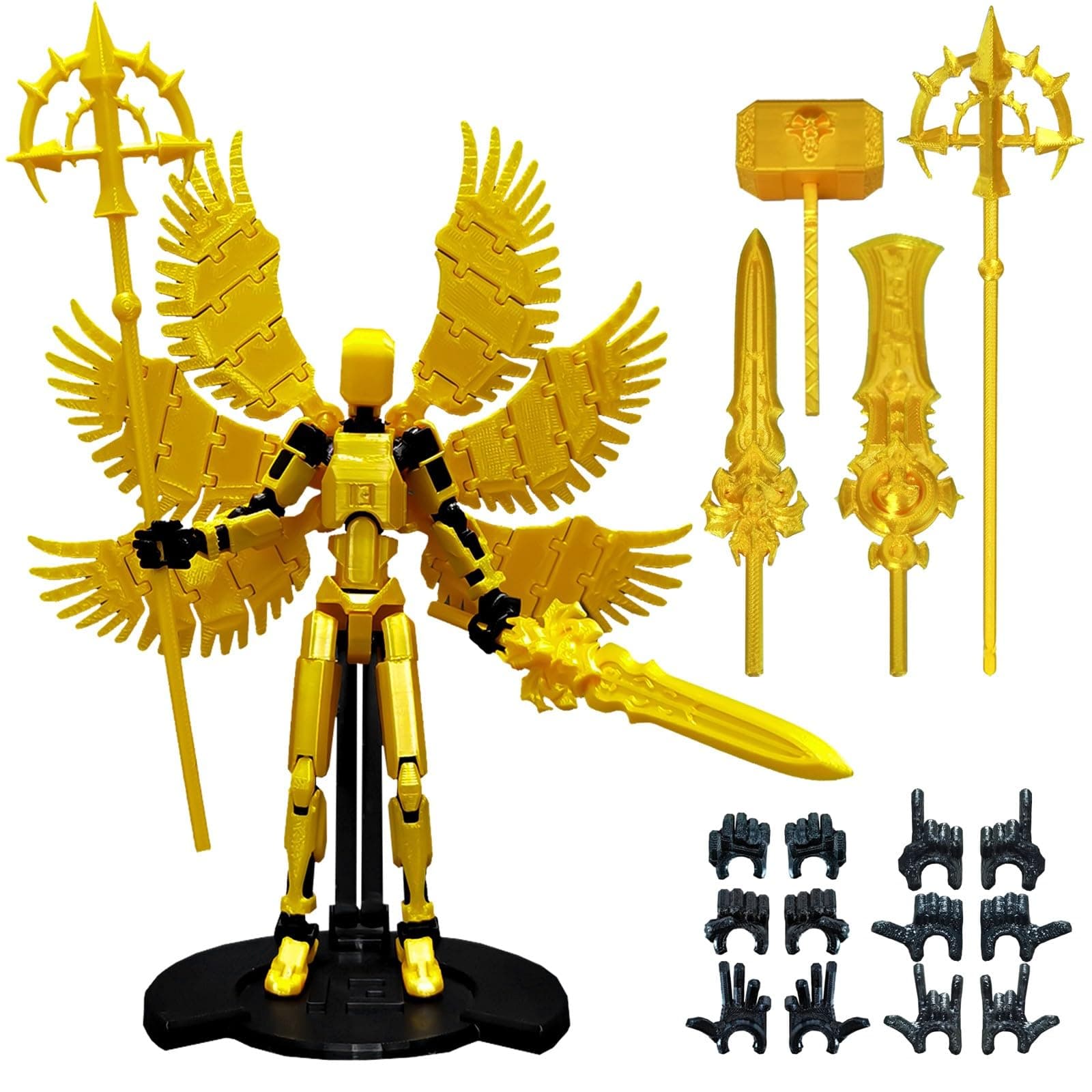 5.5 Inch 3D Printed T13 Multi-Jointed Action Figure with Weapons, Gold