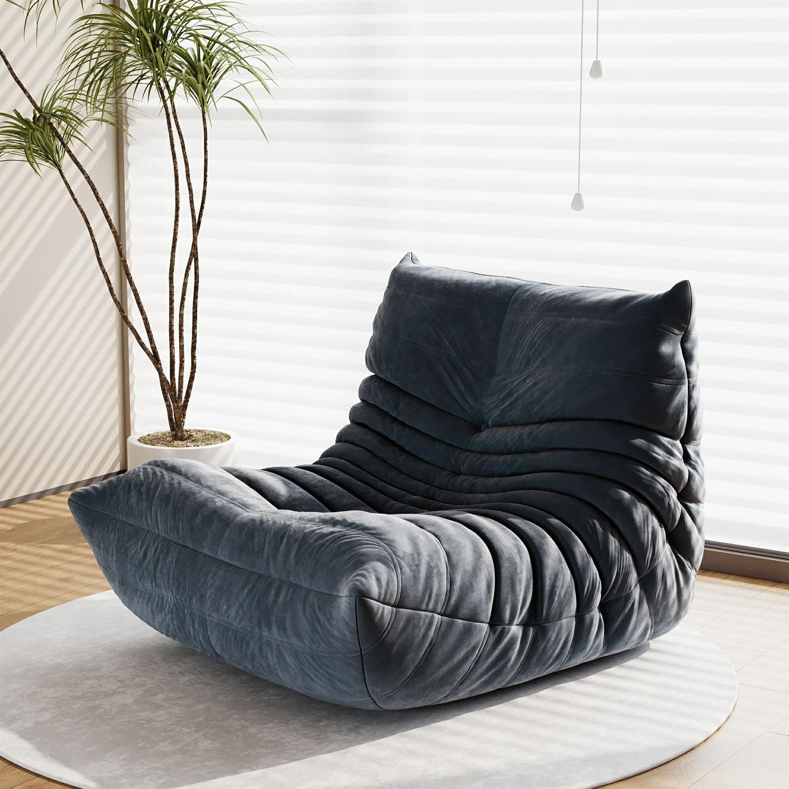 Adult Bean Bag Chair, Soft Waterproof Gray Sofa for Living Room