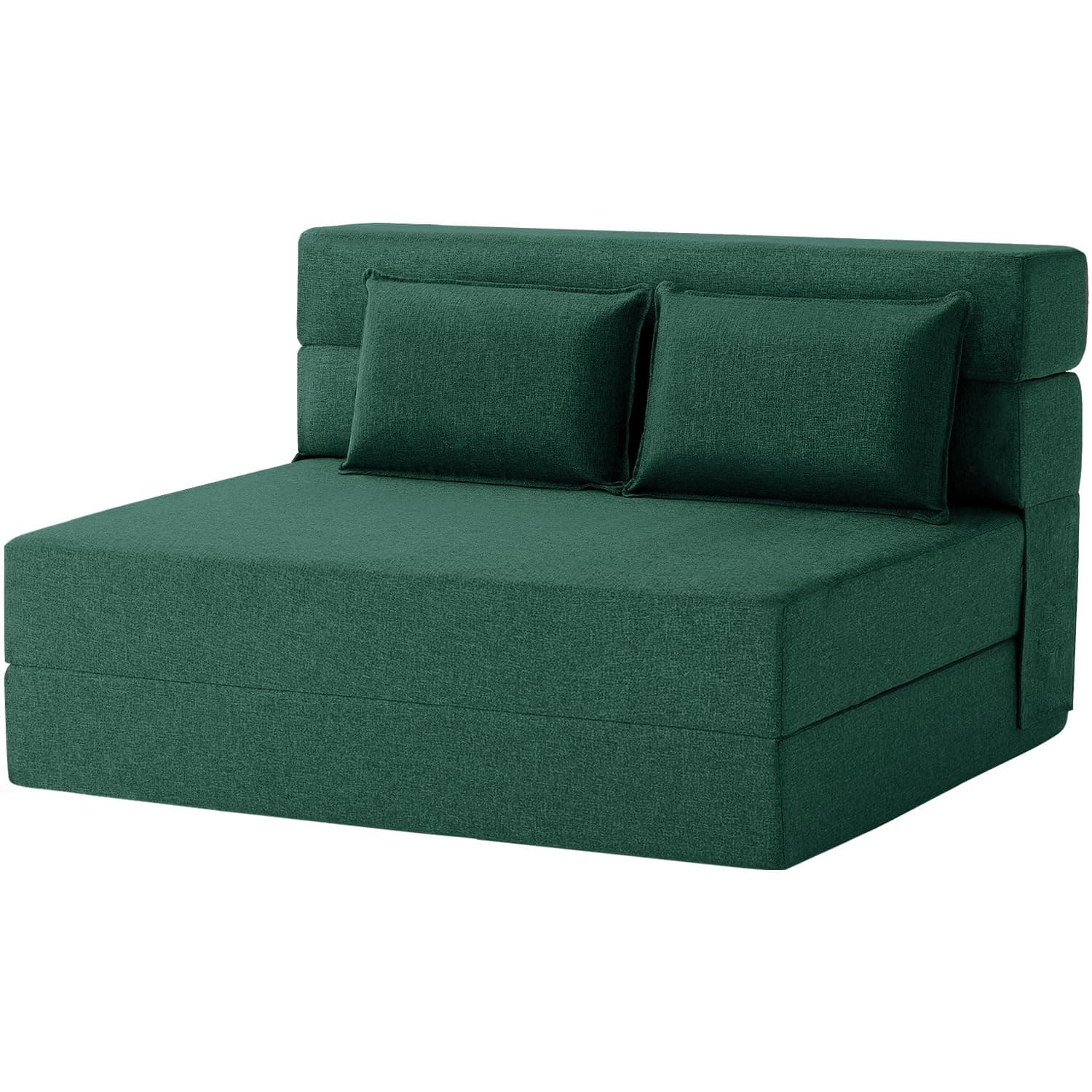Convertible Folding Sofa Bed-Sleeper Chair for Living Room or Dorm, Full Size, Dark Green