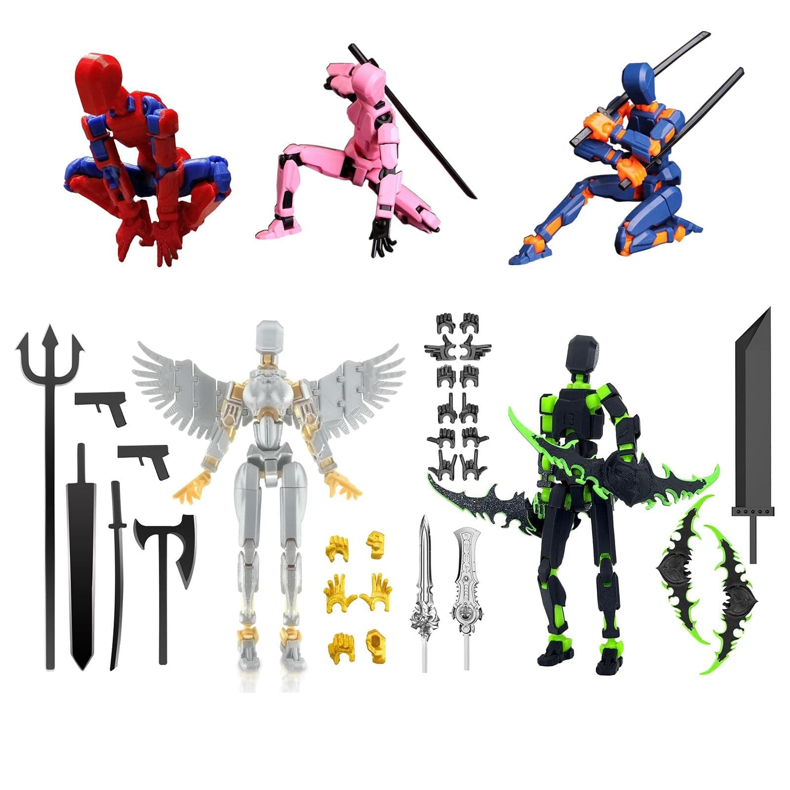 5Pack Titan 13 Action Figures, Lucky 3D Printed Birthday Gift for Kids