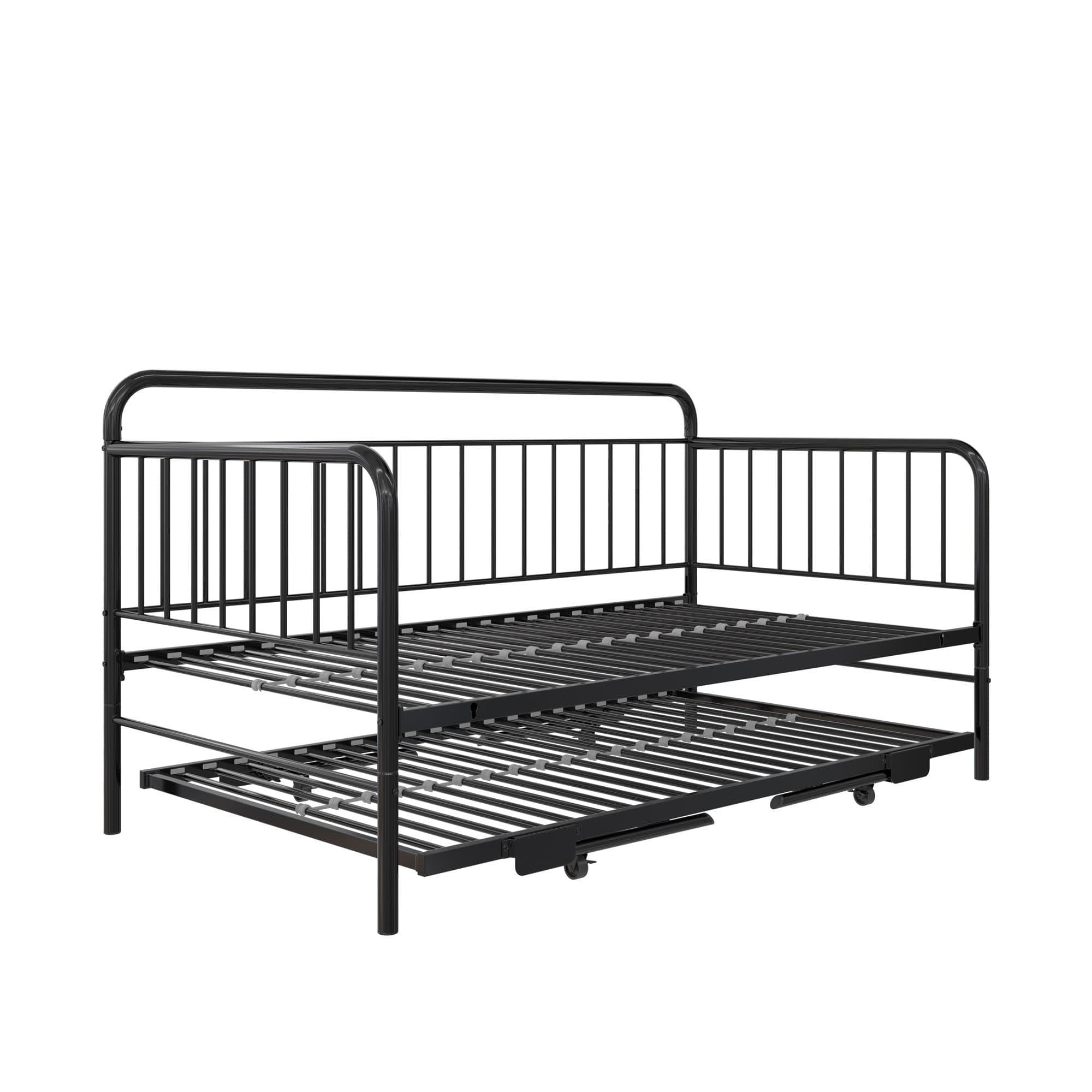 DHP Black Metal Daybed with Pop Up Twin Trundle Bed