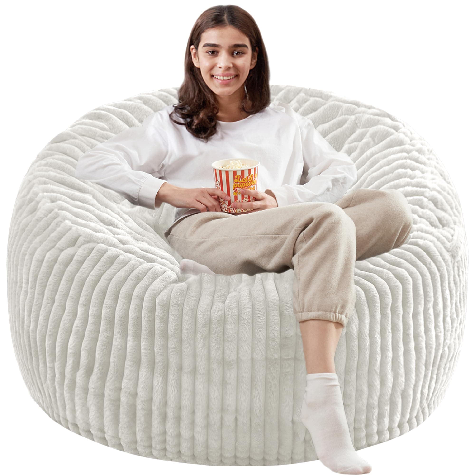 Homguava 3 FT Memory Foam Bean Bag Chair, White