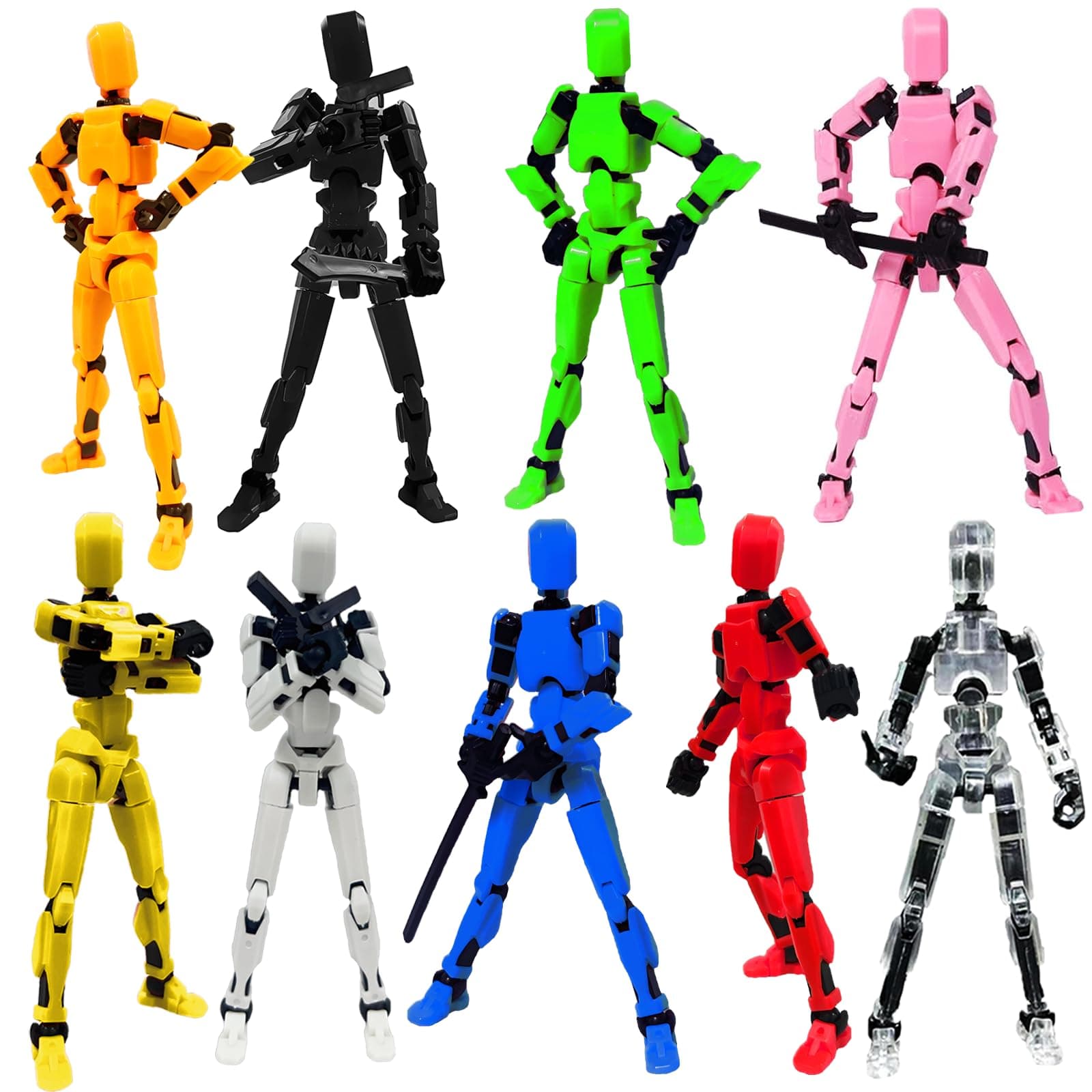Titan 13 and Nova 13 Action Figure Set, 3D Printed Multi-Articulated Robots (9pcs)