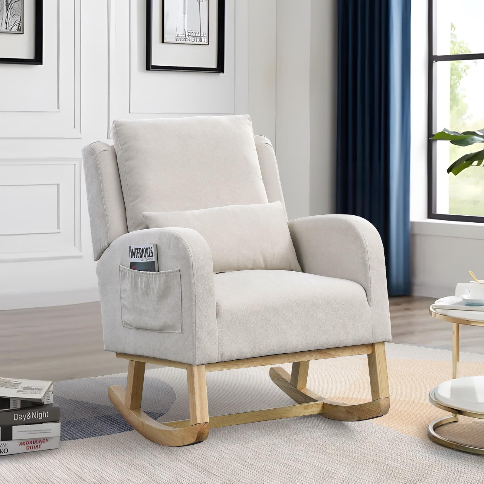 Modern Wingback Rocker Chair for Nursery and Living Room