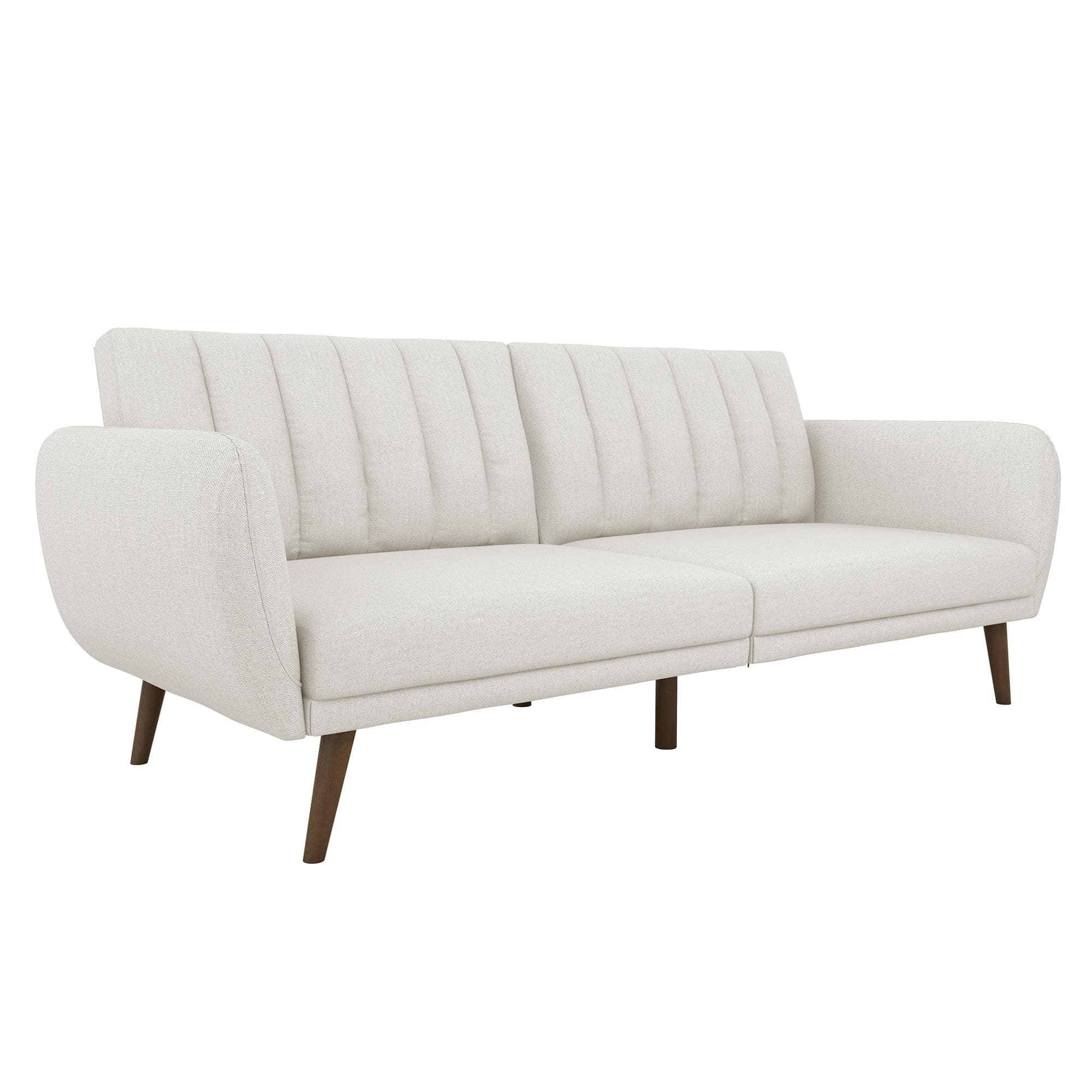 Brittany 82 Inch Futon Sofa Bed, Mid-Century Modern, Light Gray