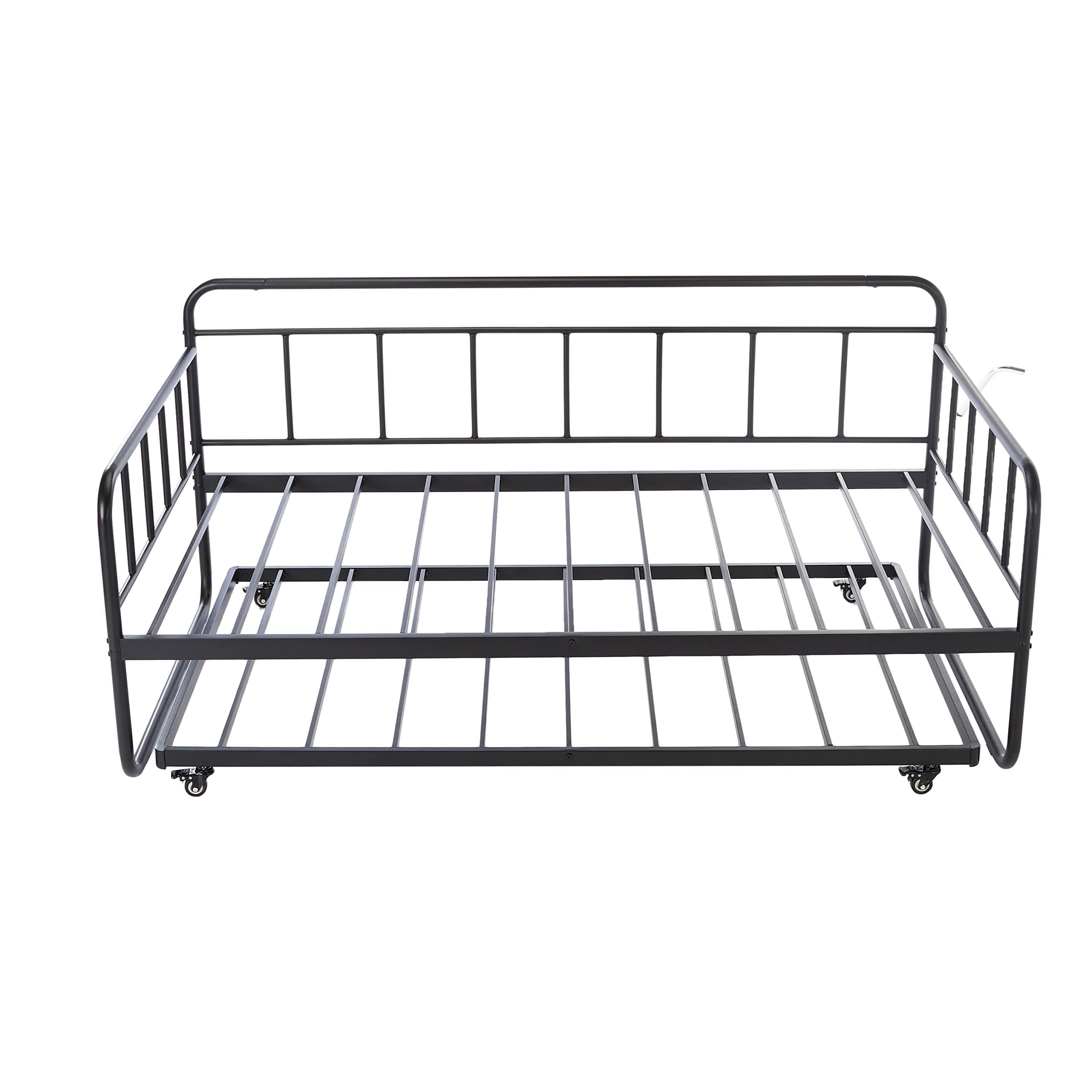 Amazon Basics Twin Daybed and Trundle Bed Frame Set, Easy Assembly, Space Saving, Suitable for Small Apartments, Strong Steel Slat Support, Black, 77.3 x 40 x 35.4 in  
Amazon Basics Twin Daybed and Trundle Bed Frame Set, Easy Assembly, Durable Const