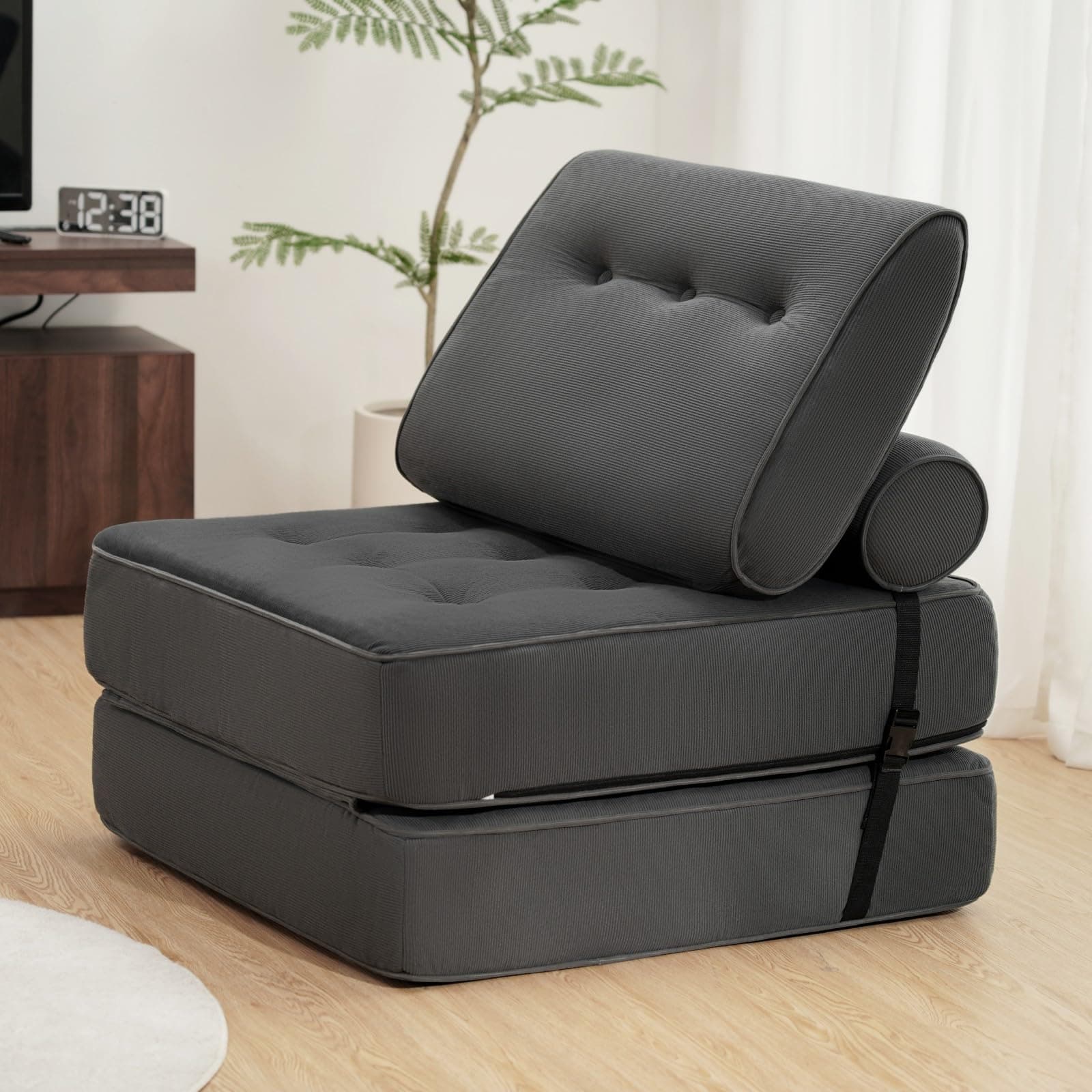 Folding Sofa Bed for Small Spaces: Dark Gray Single Size for Home Office