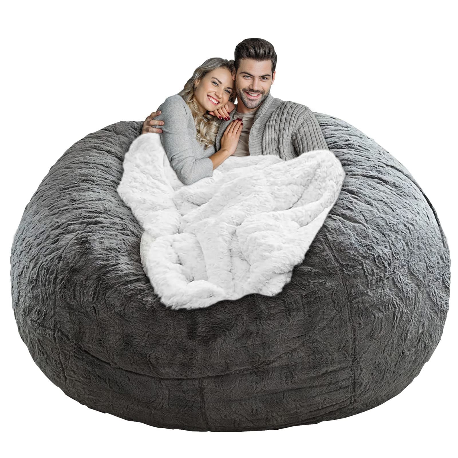 LapEasy Giant Dark Grey PV Velvet Bean Bag Chair Cover