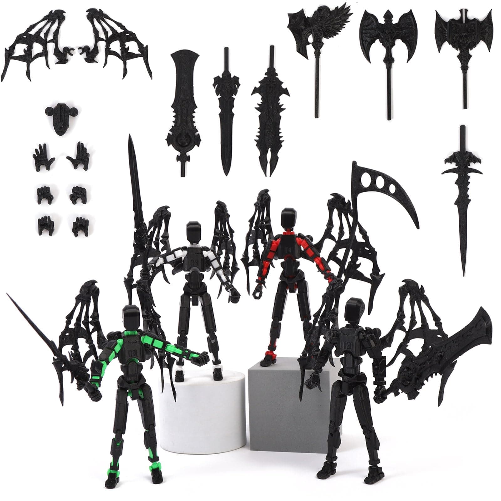 4PCS T13 Lucky Robot Action Figures, 5.54-inch Movable 3D Printed