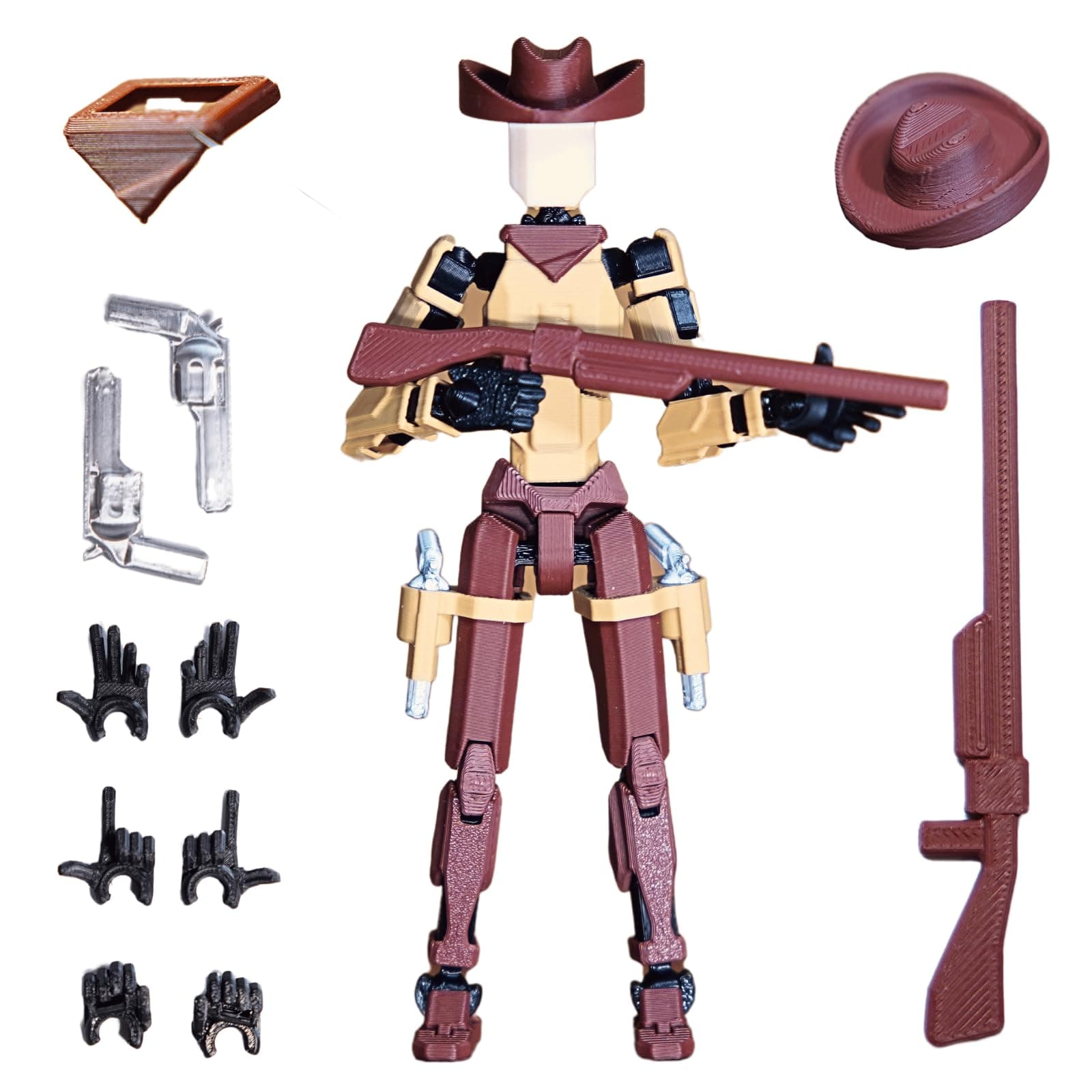 Western Cowboy t13 3D Printed Action Figure for Collectors
