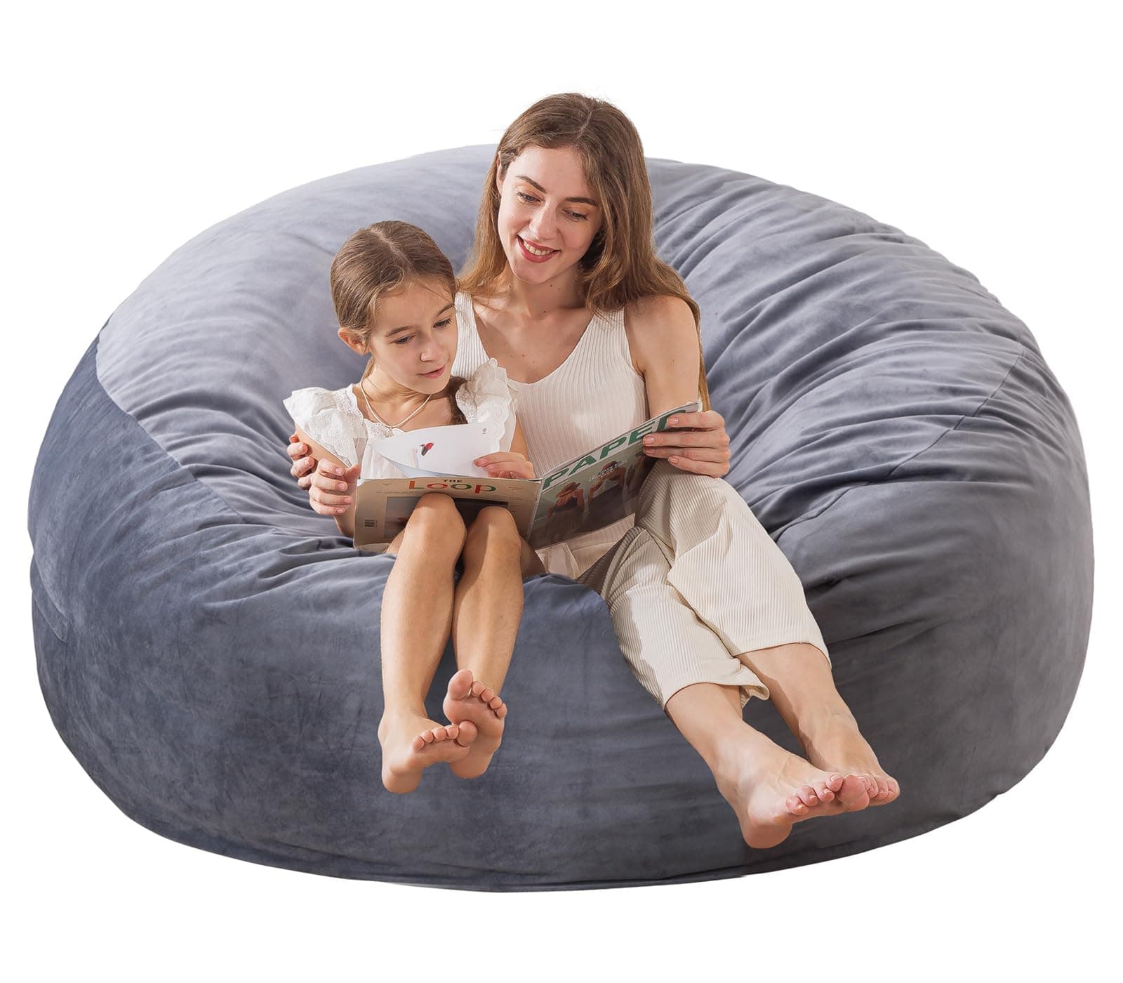 EDUJIN 5 ft Dark Gray Memory Foam Bean Bag Chair