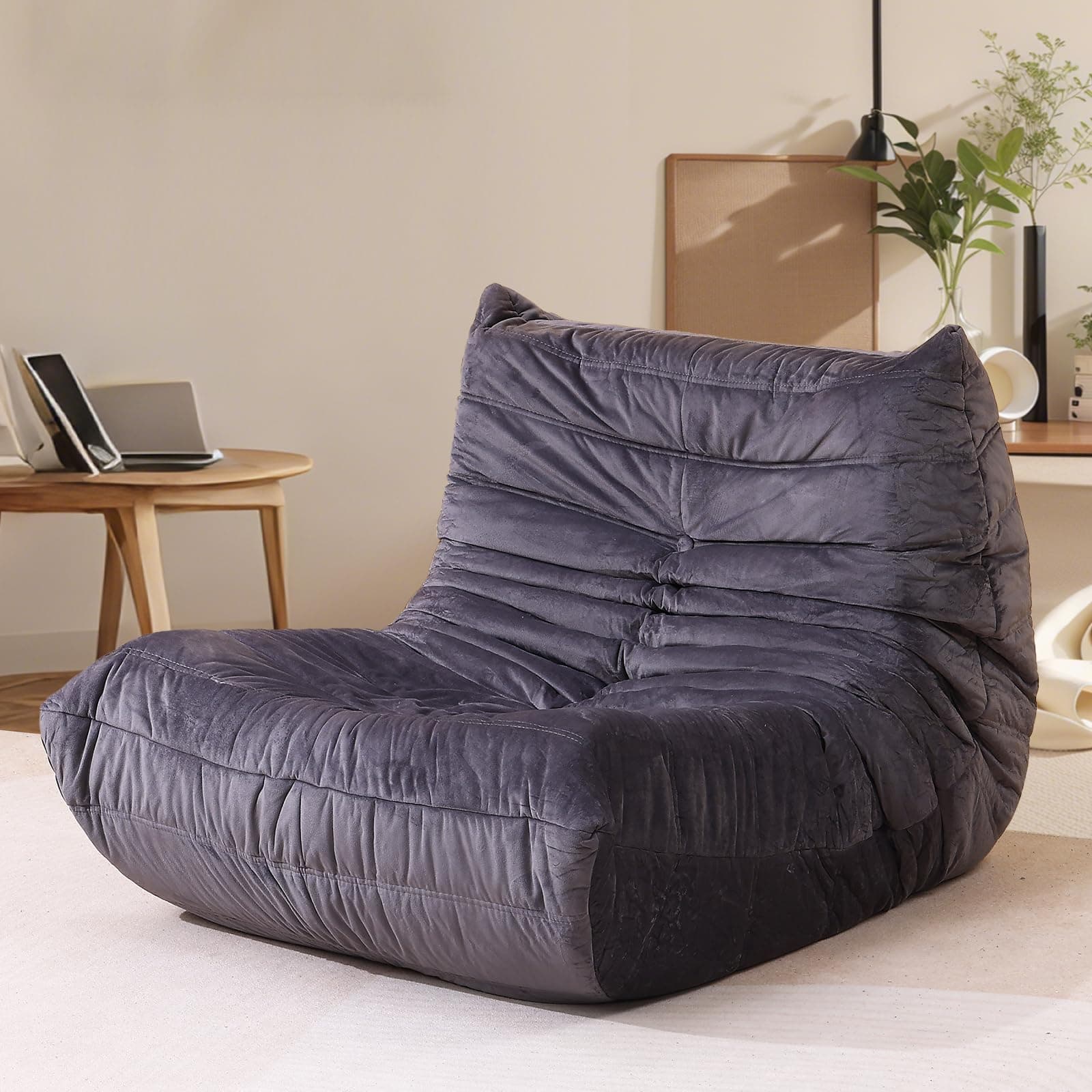 SlateGray Bean Bag Chair for Adults - Soft Dutch Velvet Sofa