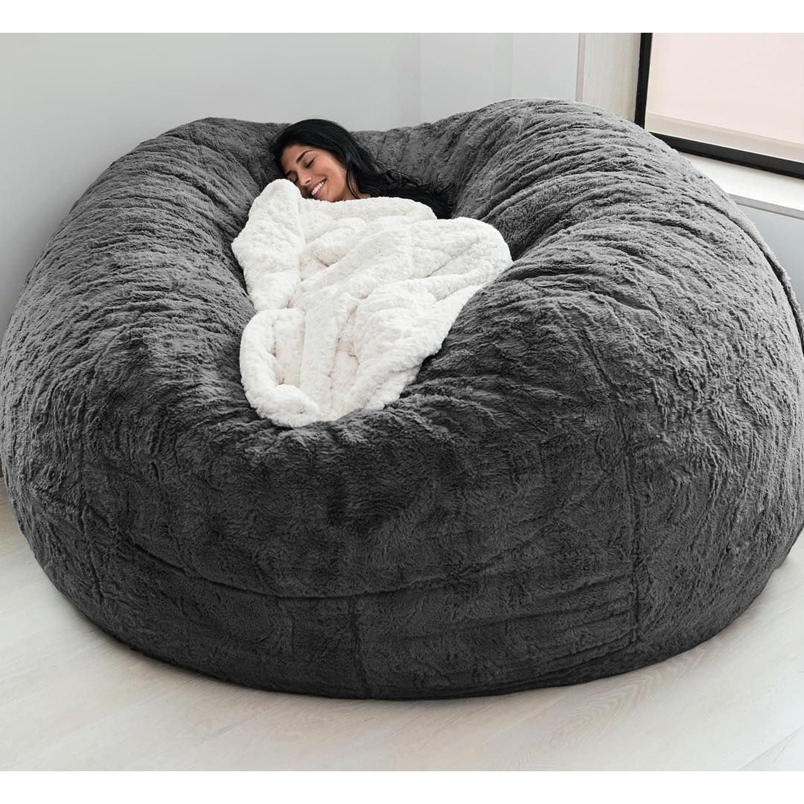 Kids & Adult Bean Bag Chair Cover, Gray PV Velvet (6FT)