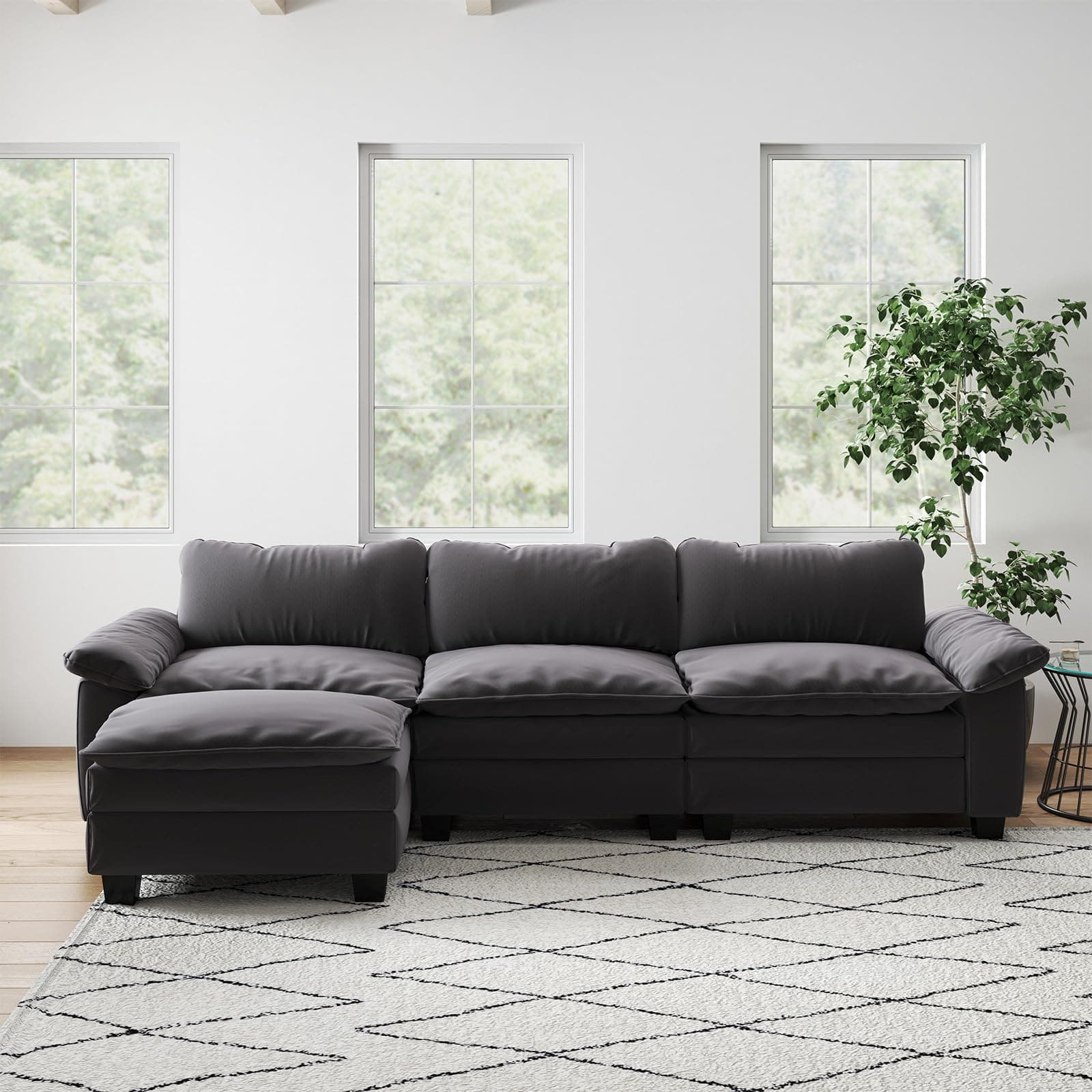 Oversized Velvet L-Shaped Sofa for Living Room and Bedroom