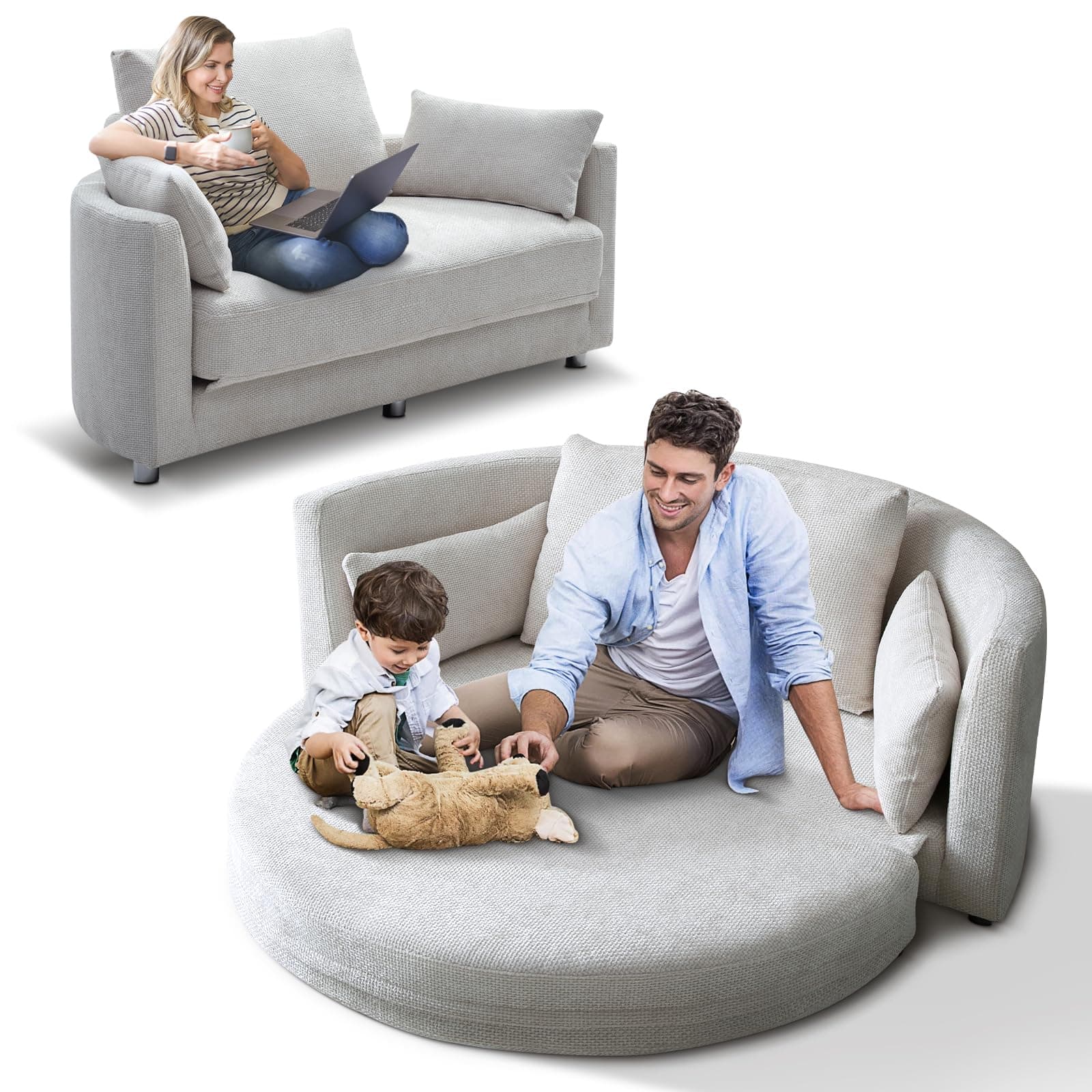 Antetek 2 in 1 Folding Sofa Bed, Comfy Game Lounger for Adults