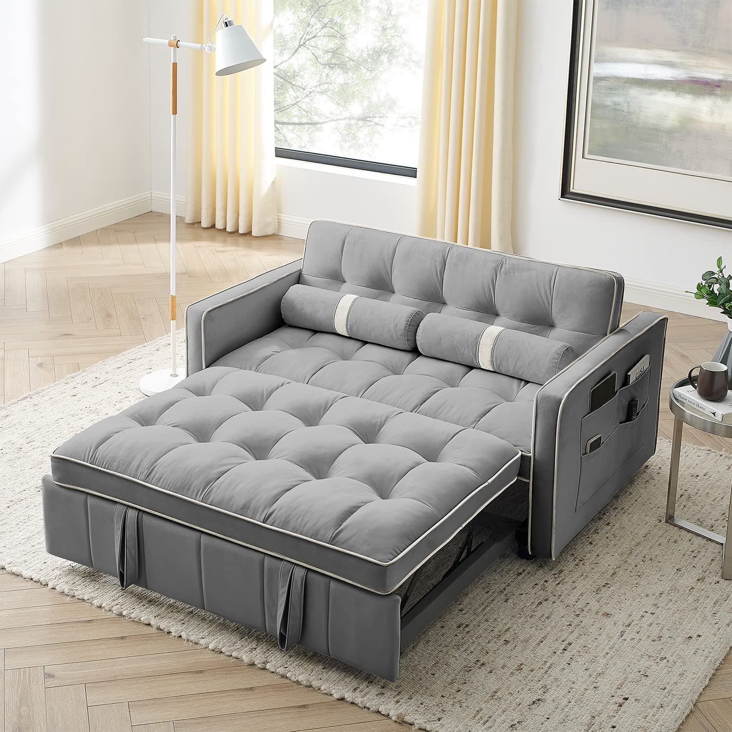 Convertible Velvet Sleeper Sofa Bed for Small Spaces