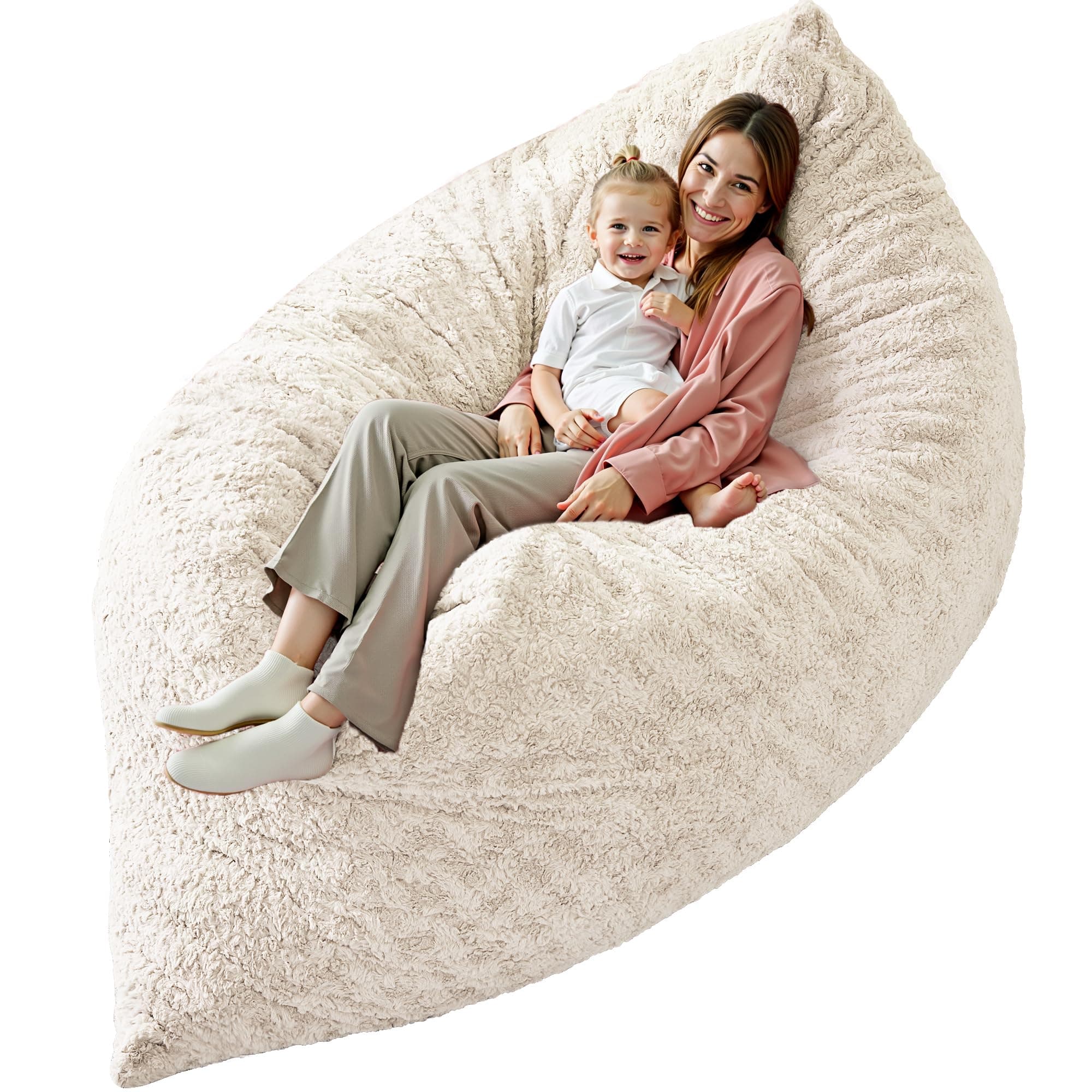 HABUTWAY White Giant Memory Foam 4-in-1 Bean Bag Chair