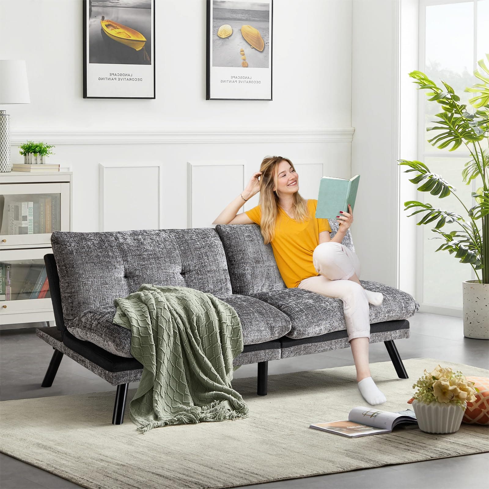 Convertible Sofa Bed with Thicker Cushion for Small Living Spaces