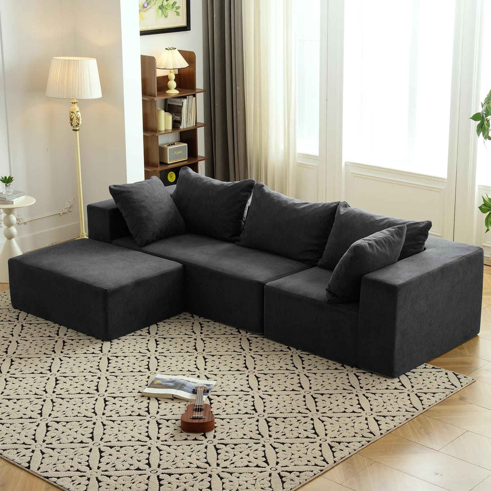 Vamcheer Modern L-Shaped Sectional Sofa with Chaise, Gray