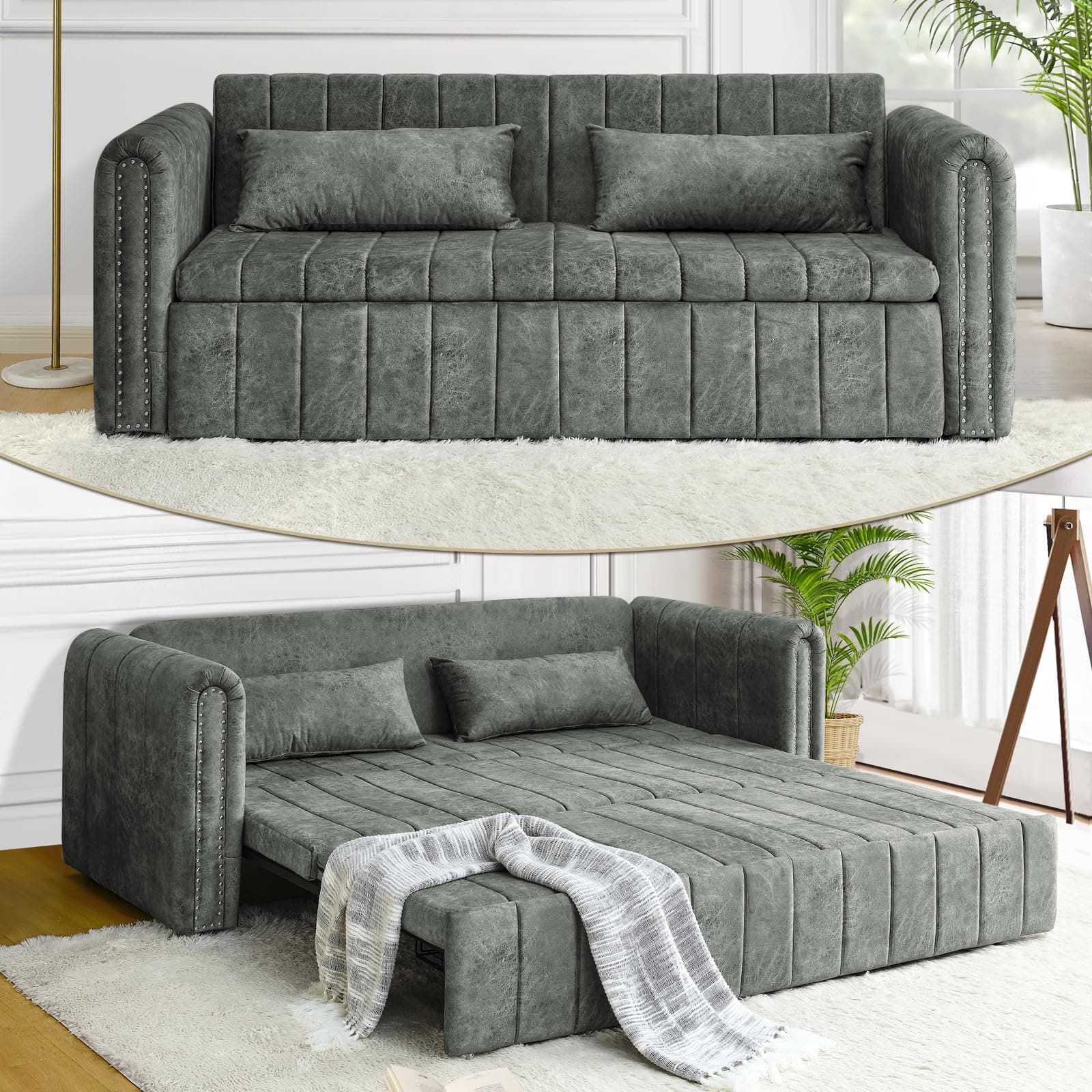 Modern Oversized Sleeper Sofa with Pullout Bed for Living Room