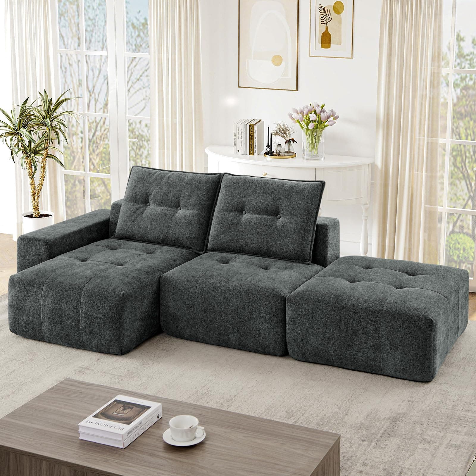 Modern Grey Cloud Foam L-Shaped 3 Seater Modular Sofa for Living Room.jpg
