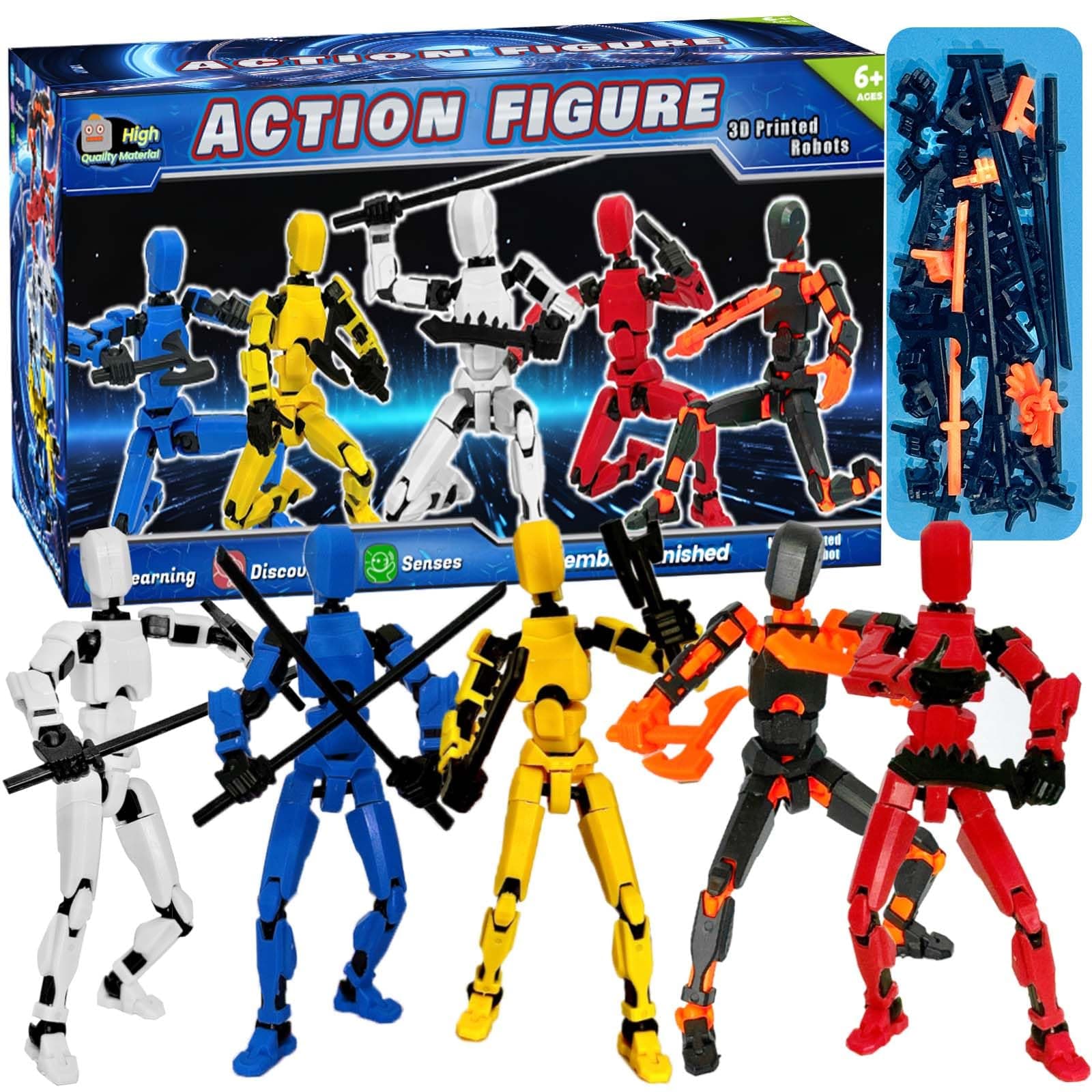 ZiZa T13 Action Figure Set, 5 Colors (Orange, White, Yellow, Blue, Red)