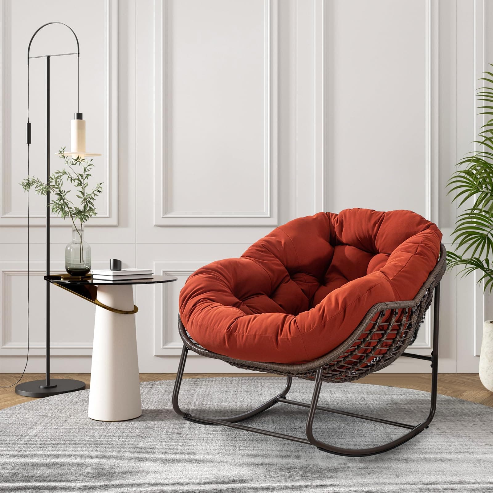 Antetek Outdoor Wicker Egg Chair, Comfortable & Oversized Lounge for Any Room