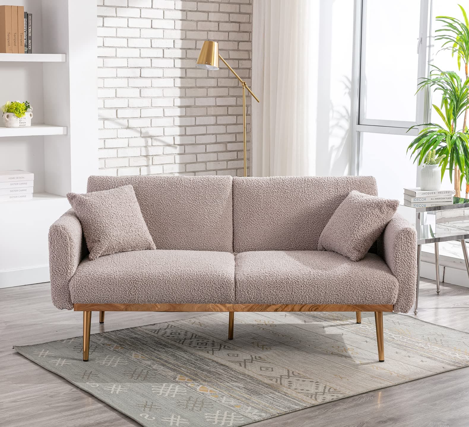 Modern Grey Convertible Futon Sofa Bed with Adjustable Positions