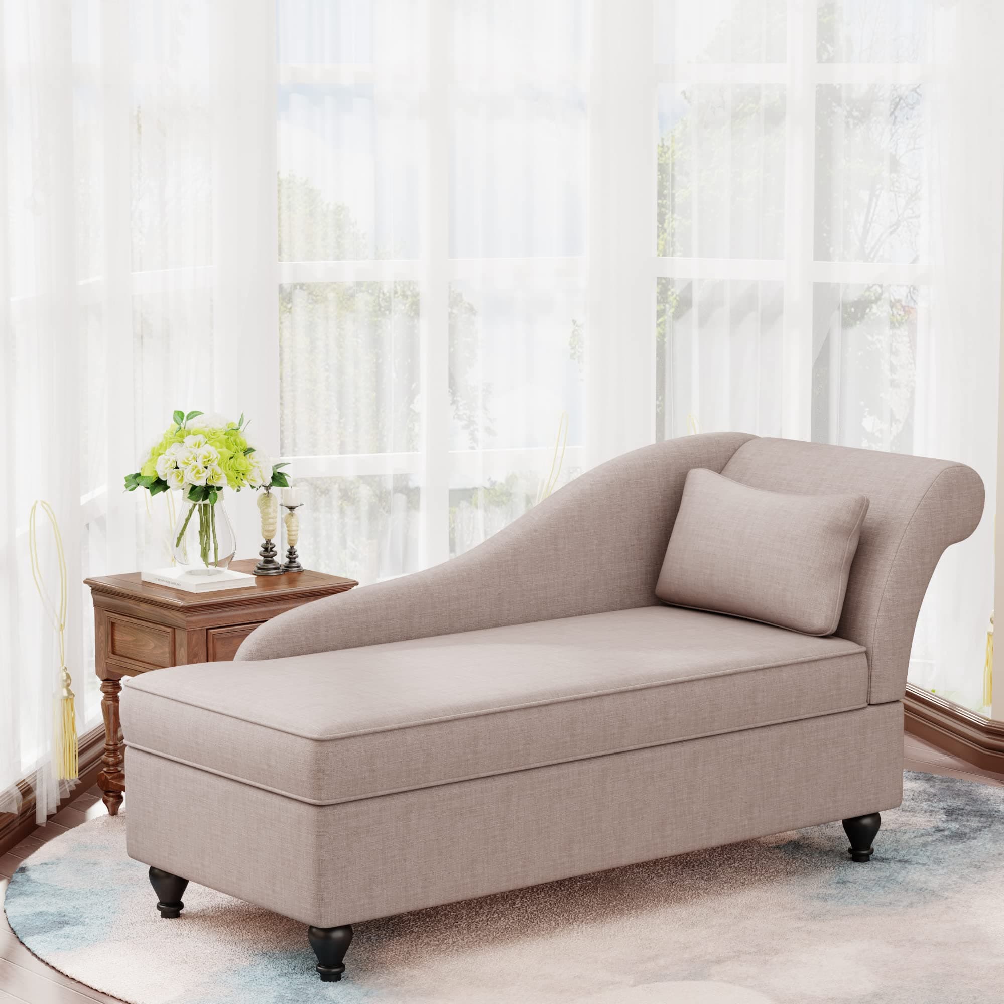 Yongqiang Tan Upholstered Right Arm Recliner Chaise Lounge Living Room Bedroom