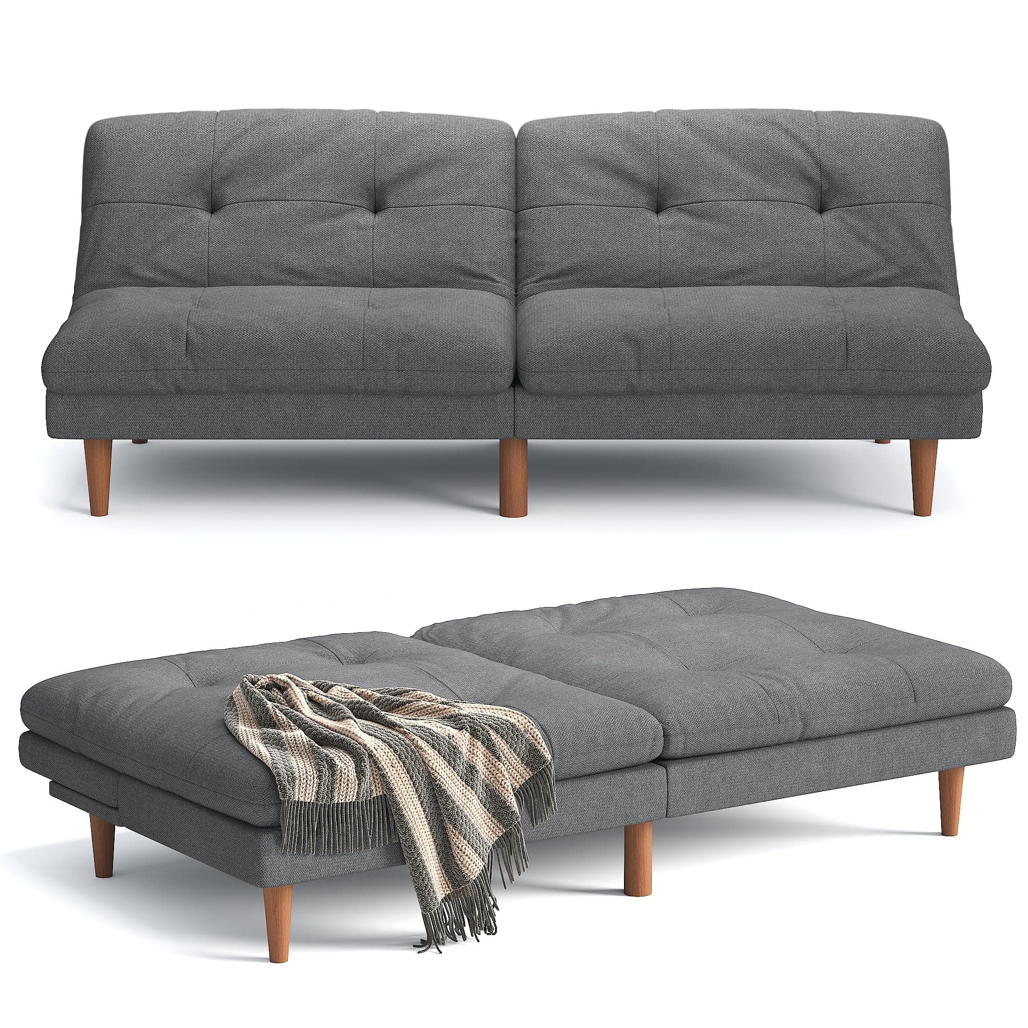 Furmax Dark Grey Modern Linen Convertible Futon Sofa Bed