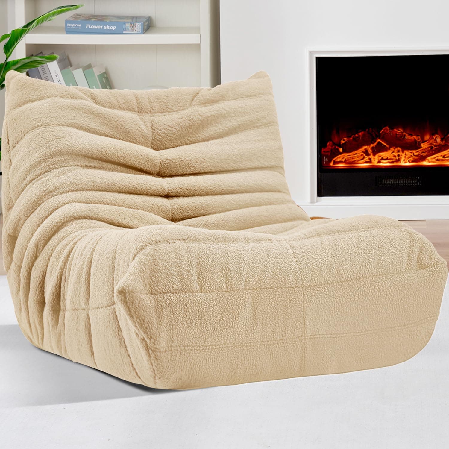 Khaki Teddy Bear Big Bean Bag Chair for Adults Fireside Lounging
