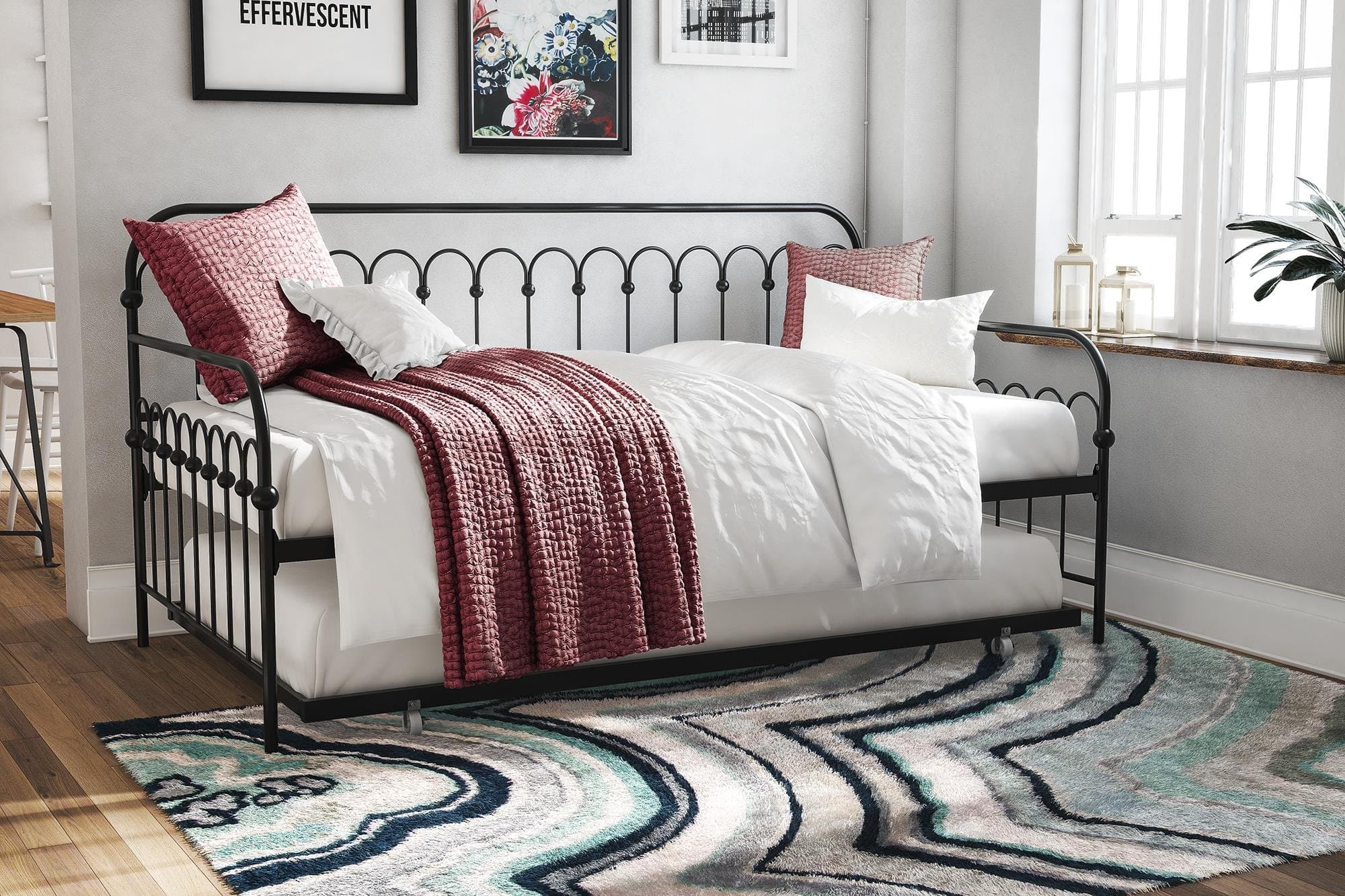Novogratz Bright Pop Twin Daybed with Trundle, Black